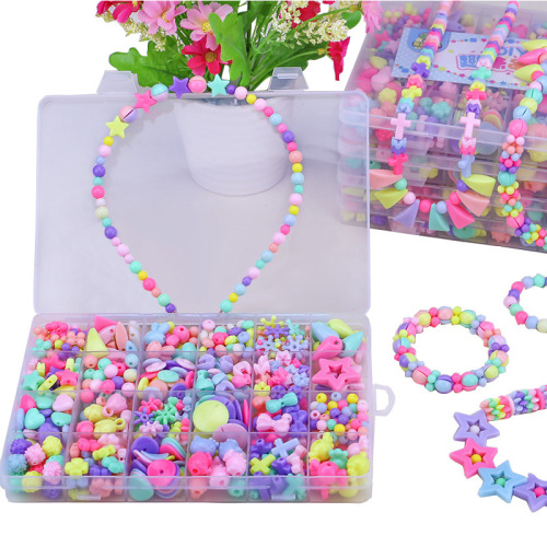 24 grid boxed beads for delivery, children's toys, beaded bracelets, necklaces, girls' gift crafts, DIY headwear materials