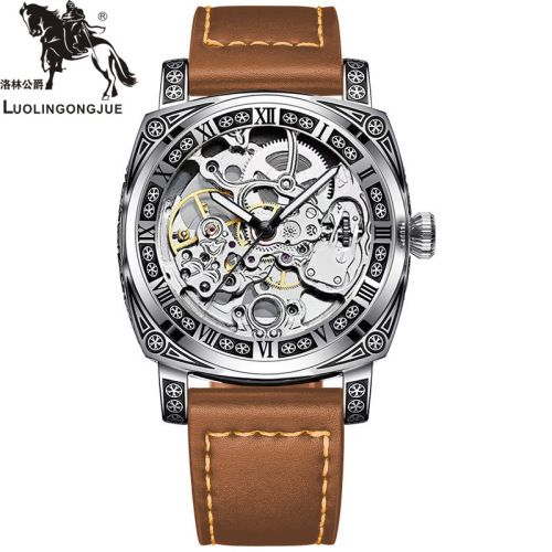 Duke of Lorraine watch hollow fully automatic mechanical watch casual men's belt watch cross-border foreign trade dropshipping