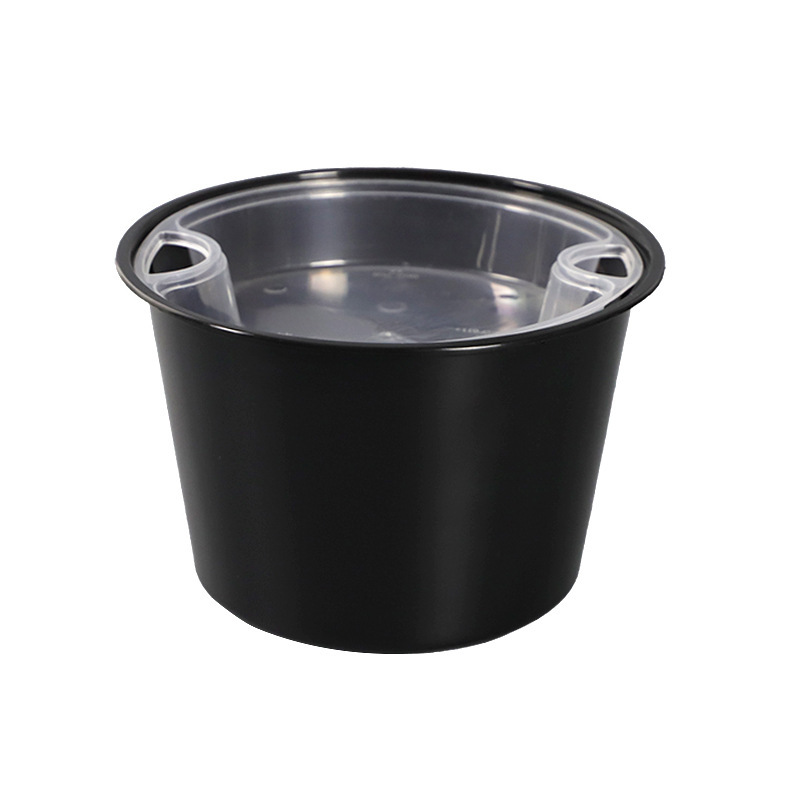 Borui disposable bowl double-layer packaging box round soup noodle separate takeout box high-end commercial 1250 type pp with lid
