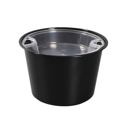 Borui disposable bowl double-layer packaging box round soup noodle separate takeout box high-end commercial 1250 type pp with lid