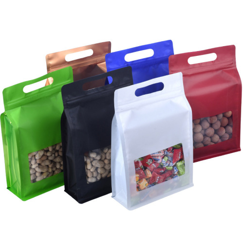 Colorful eight-sided sealed aluminum foil bag with window, dried fruit food, self-standing ziplock bag, candy and scented tea sealed plastic packaging bag