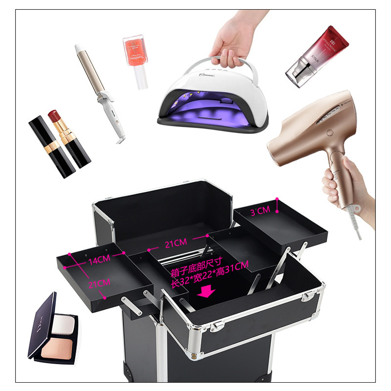 Trolley makeup box, nail art, embroidery, hairdressing trolley storage box, makeup and makeup artist tool box, dropshipping