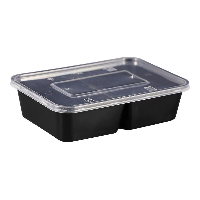 Borui disposable lunch box compartmented take-out packaging box double compartment rectangular transparent wholesale pp plastic fast food lunch box