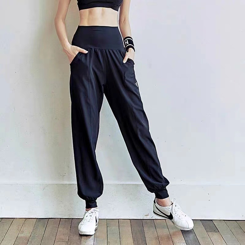 Sports trousers for women in summer, loose running casual training fitness pants, thin quick-drying high-waisted leggings yoga trousers