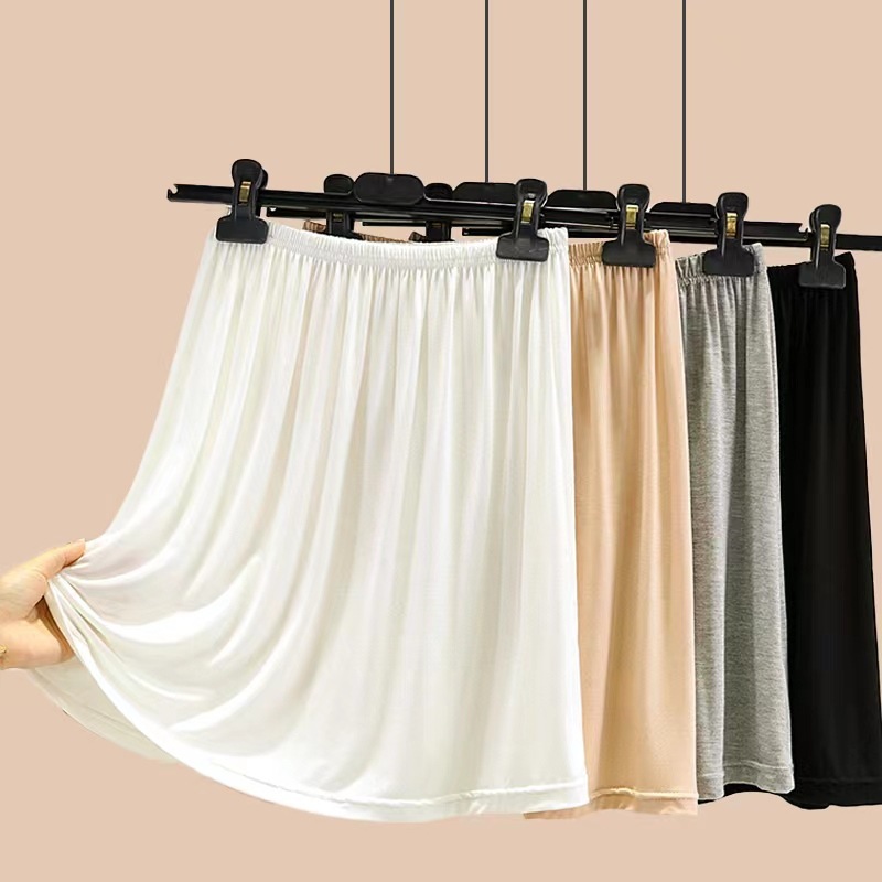 Modal skirt for women to wear in spring and summer, thin solid color lined skirt, short skirt with anti-exposure safety skirt inside