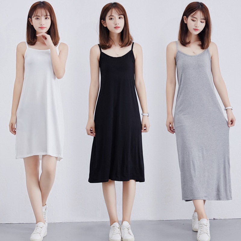 Summer Modal Bottoming Suspender Skirt Women's Mid-Length Large Size Skirt High-end Summer Women's Dress