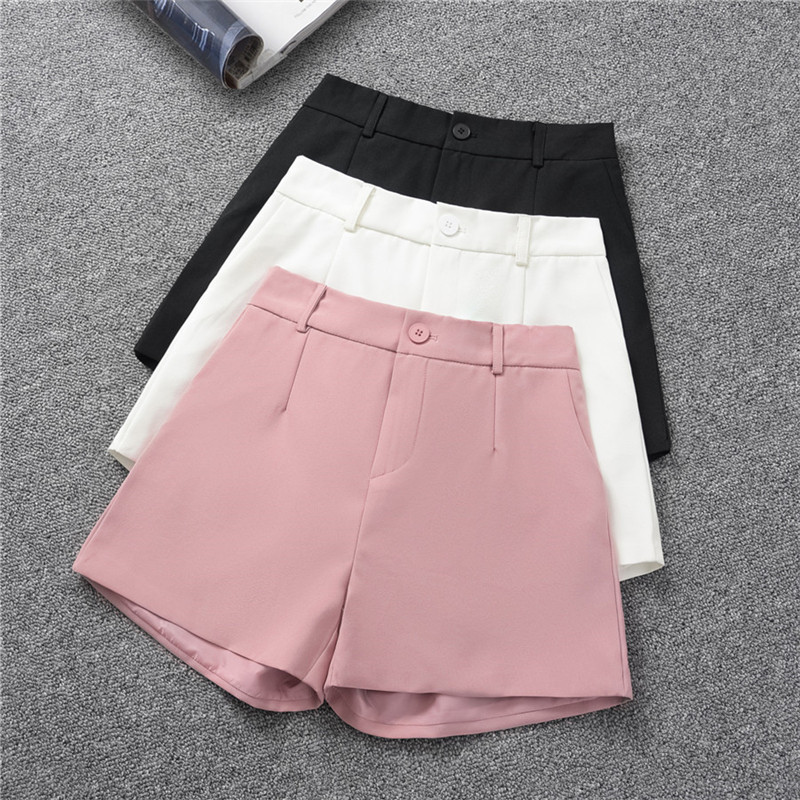 High-waisted black suit shorts for women spring new versatile Korean style a-line wide-leg loose slimming outer shorts