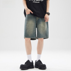 LKTM Men's Wear#Summer American Retro Cleanfit Five-point Jeans Men's and Women's Loose Couple's All-match Shorts