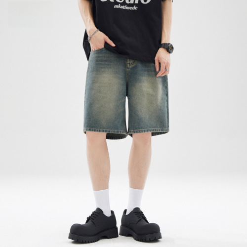 LKTM Men's Wear#Summer American Retro Cleanfit Five-point Jeans Men's and Women's Loose Couple's All-match Shorts