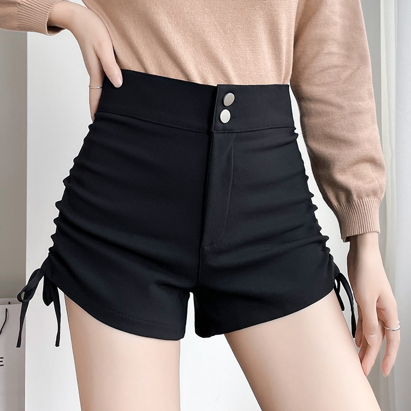 Women's new spring and summer Korean style design drawstring pleated high waist slim fit versatile shorts for women