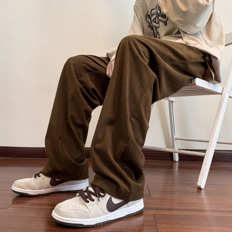 Off-white drawstring elastic waist jeans men's loose large size oversize pants drapey high-end straight pants