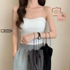 Oil painting girl's beautiful back threaded cotton camisole for women to wear outside and inside with padded underwear sexy wrapped breast tube top for women