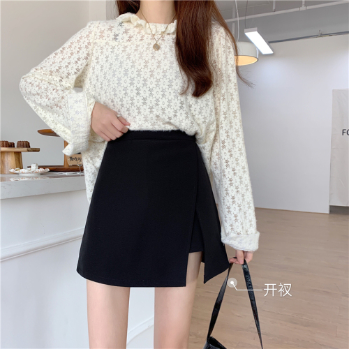 Large size irregular discreet slit skirt early spring new one-step skirt short skirt fat mm bag skirt