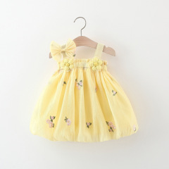 2024 new summer style full-body embroidered two-flower suspender skirt, lantern suspender skirt for girls and babies