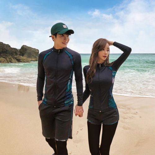 Korean couple's wetsuit, snorkeling mother's suit, split long-sleeved swimsuit, parent-child wear, conservative surfing foreign trade swimsuit