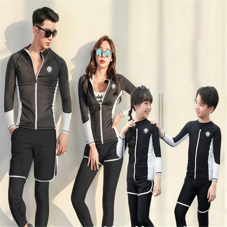 Wetsuit parent-child split swimsuit for women and men long-sleeved trousers zipper jellyfish suit for boys and middle-aged children snorkeling and surfing couples