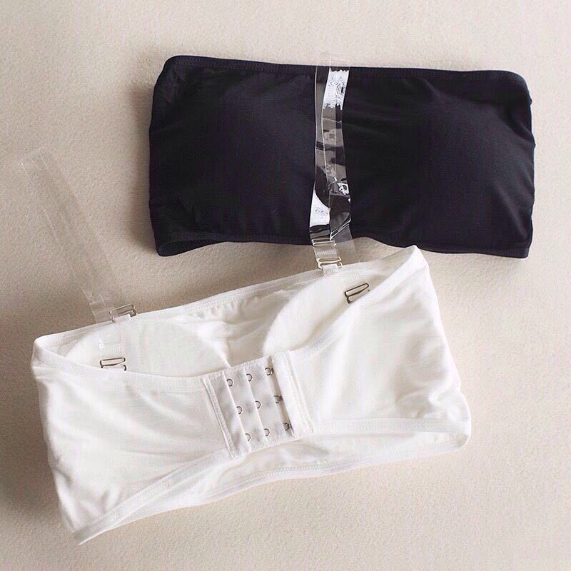 Student girls' solid color dancing bottoming cotton underwear can be equipped with a transparent and removable strapless bandeau pad.