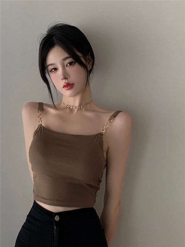Metal chain one-line collar sweet and spicy vest summer sleeveless suspender tube top Bra to prevent exposure