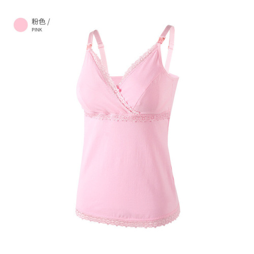 Nursing vest pure cotton postpartum breastfeeding bra maternity front buttoned nursing camisole no need to wear bra underwear