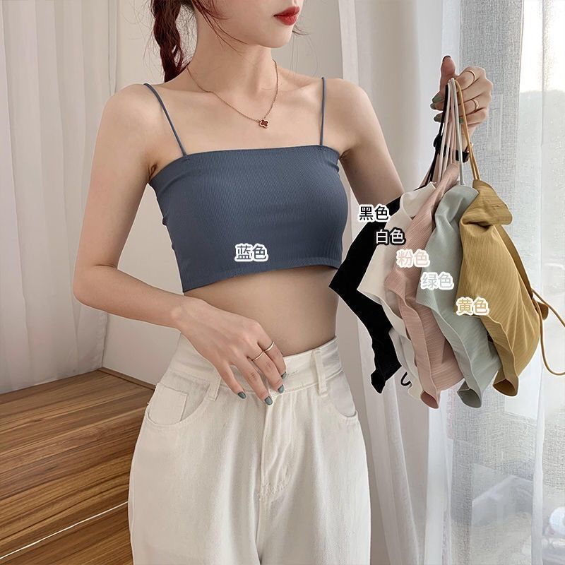 Beautiful back without steel rims ice silk sling anti-exposure chest-wrapped underwear for female students Korean style tube top bottoming vest for inner wear