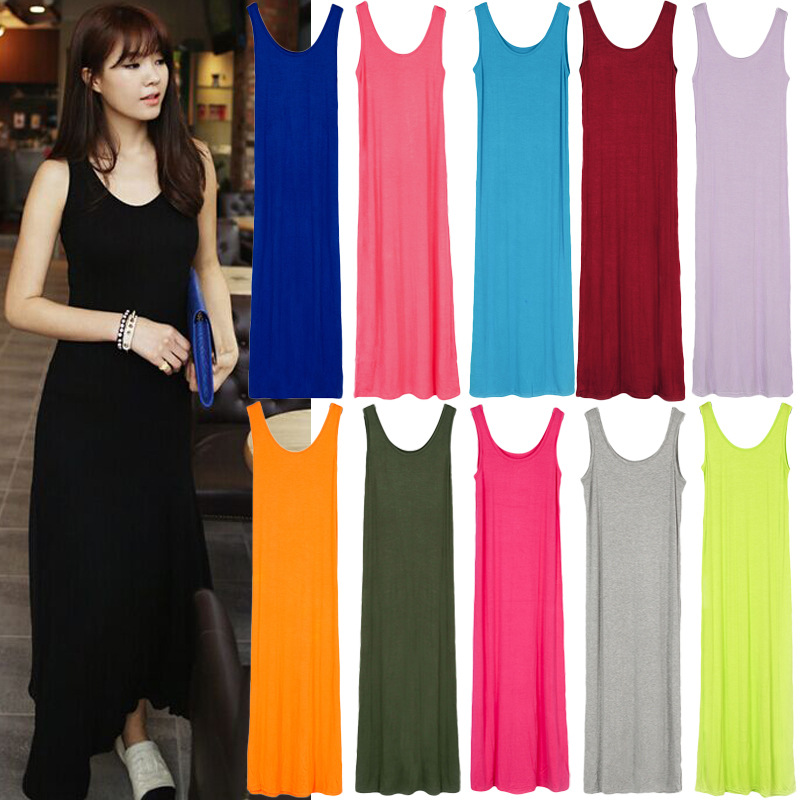 Spring and summer loose modal long skirt dress women's suspender bottoming vest dress beach skirt plus size