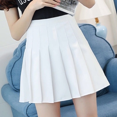 Pleated skirt short skirt autumn new high-waisted half-length ulzzang college style white a-line skirt for female students