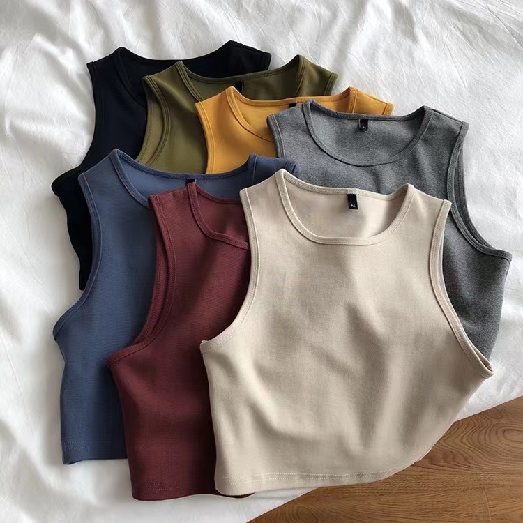 European and American ins women's summer leaky navel vest foreign trade Internet celebrity bm style high waist slimming short sleeveless bottoming women