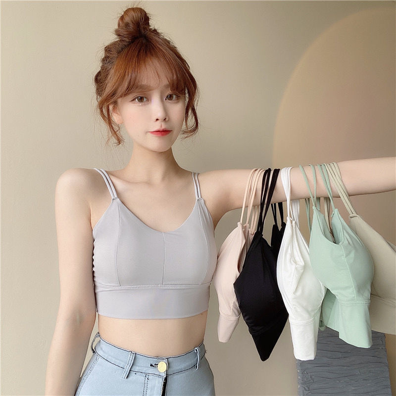 Ice silk underwear, beautiful back strap, outer wear, no trace, anti-exposure, wrapped chest, candy-colored girl's tube top, thin straps, push-up bra