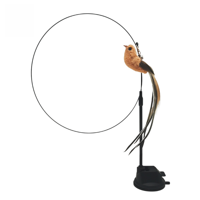 Upgraded epoxy suction cup, steel wire long pole, feather cat teasing stick, self-pleasure cat toy