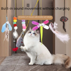 Cat toy hanging elastic barking rat simulation door hanging cat funny stick cat toy swing self-entertainment