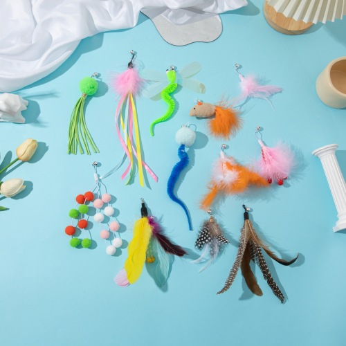 New Cat Funny Stick Feather Replacement Head Cat Toy Funny Ball Cross-Border Pet Toy Popular