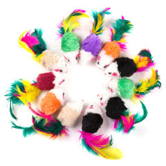 Colorful feather tail mouse cat toy mouse 2 inch mouse toy