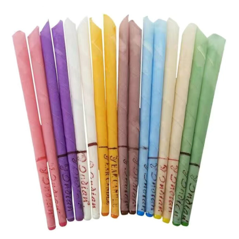 Indian Ear Candle Stick Aromatherapy Ear Candle Beeswax Aromatherapy Ear Therapy Trumpet Straight with Earplugs Ear Wax Ear Candle 8 Colors
