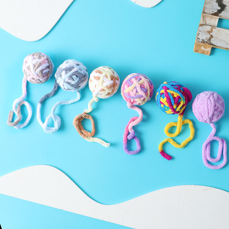 Pet yarn ball with rope, bite-resistant cat toy, self-exciting colorful bell, pet dog toy ball