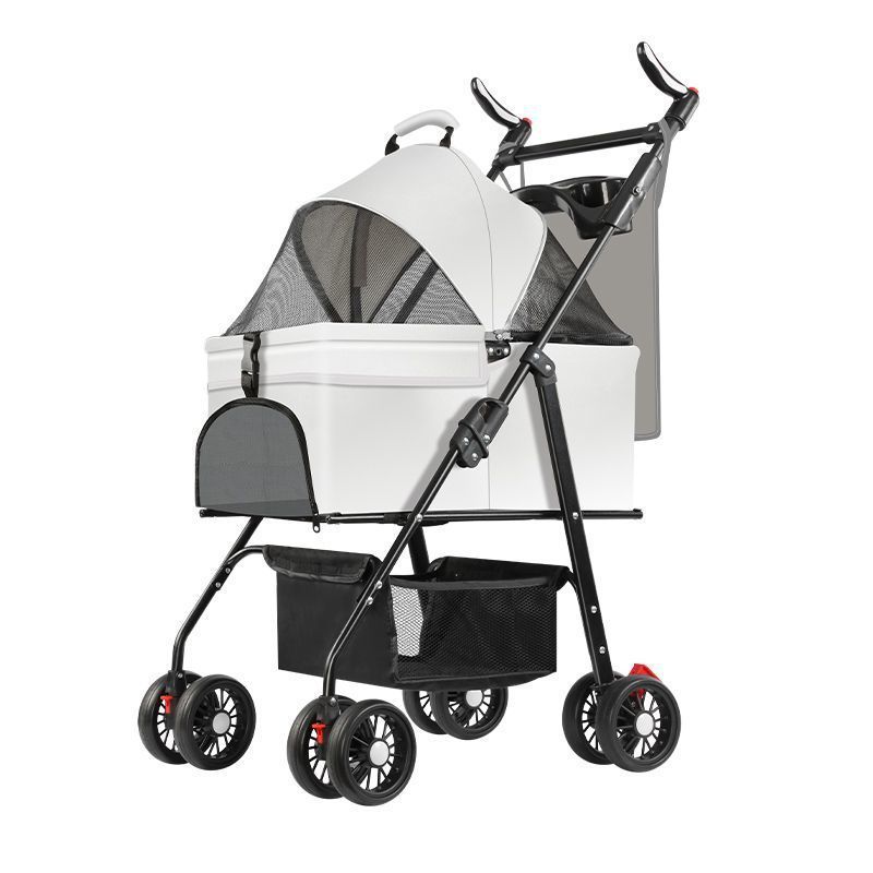 Pet stroller, dog transport, cat Teddy stroller, small and medium-sized dog trolley, lightweight, detachable and foldable