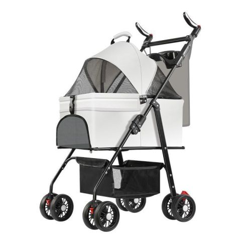 Pet stroller, dog transport, cat Teddy stroller, small and medium-sized dog trolley, lightweight, detachable and foldable