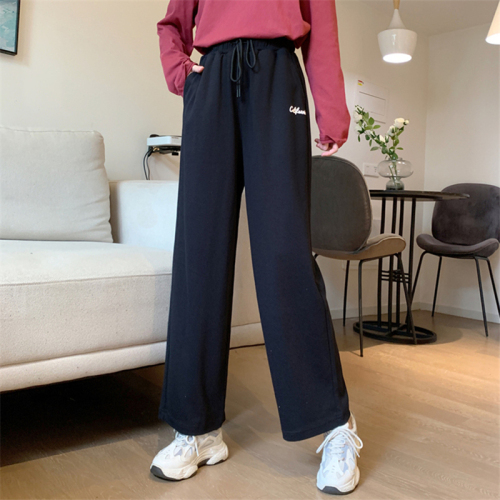 Real shot 65/35 fish scale autumn new loose wide leg casual pants women's sweatpants