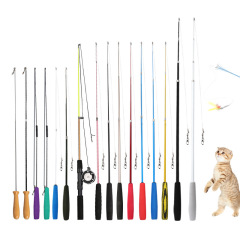 Cross-border factory spot wholesale pet supplies three-section telescopic pole cat teaser stick can DIY extension pole cat toy
