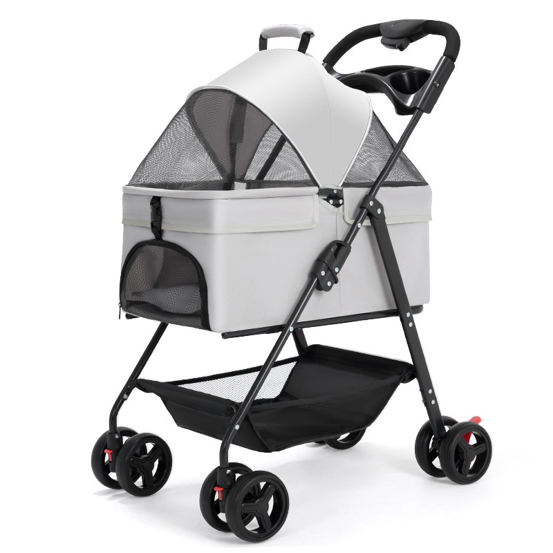 Pet stroller for dogs when going out, lightweight foldable separate small and medium-sized dog stroller, dog walking cart, cat cart, dog cart