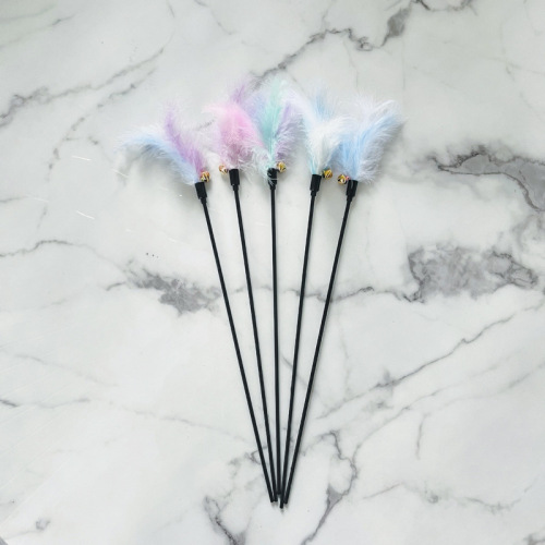 Cat Funny Stick Macaron Cat Bell Feather Funny Cat Stick Supplies Pet Toy