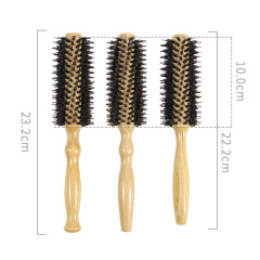 Beech high temperature resistant curling comb anti-static pig bristle comb wood-made household flower curling wooden comb