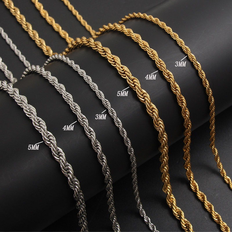 Stainless steel twist necklace vacuum electroplated titanium steel twist necklace non-fading gold twist chain