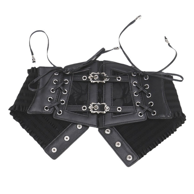 European and American retro black lace strap waistband women's elastic belt high-end waist dress decorative belt