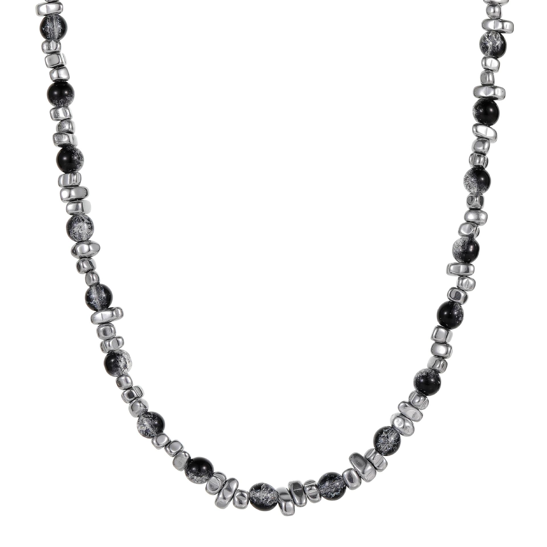 Niche design personalized men's and women's high-end pearl stitching necklace beaded gravel simple temperament clavicle chain