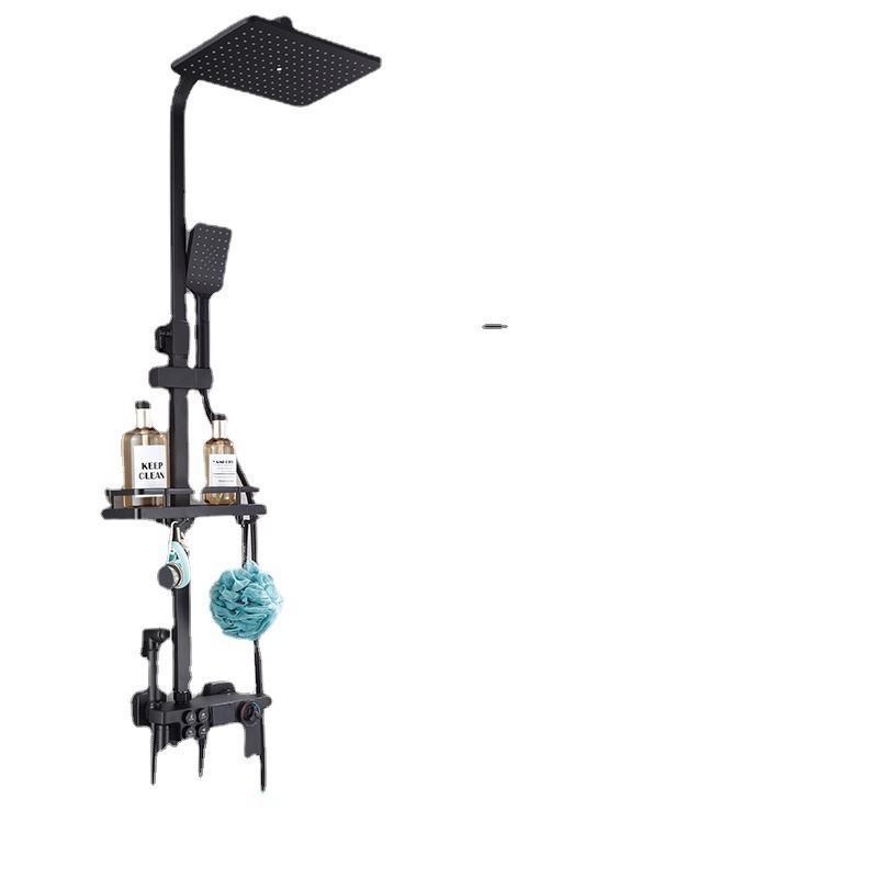 Bathroom full copper black showerhead full set hotel shower set engineering digital display constant temperature showerhead drop shipping
