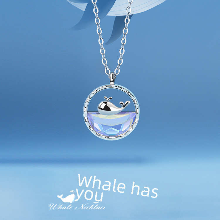 Whales Live With You whale necklace niche design high-end female fantasy blue sea clavicle chain ocean series