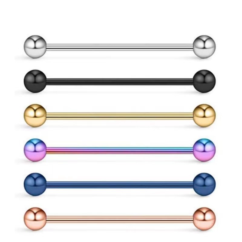 E-commerce cross-border direct selling stainless steel industrial pole barbell tongue nail ear bone nail piercing jewelry