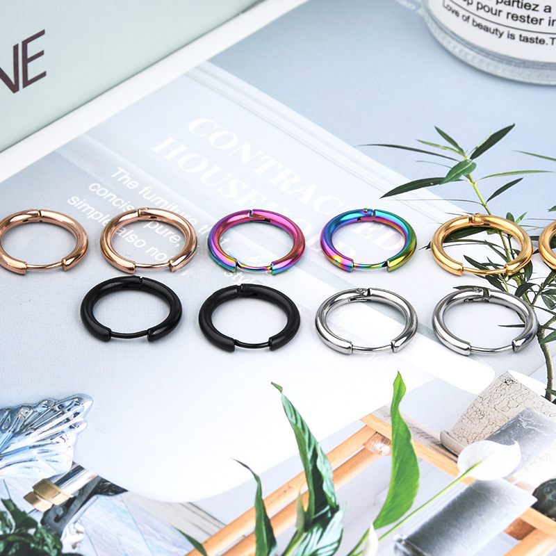 2.5/2.0/1.6/3.0/4.0/5.0 wire stainless steel earrings gold coil earrings circle round earrings