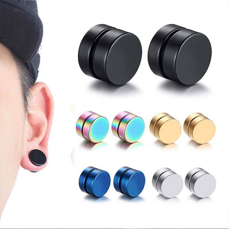 New European and American popular Amazon unisex magnet ear clip stainless steel earrings Korean version of trendy men's ear clips