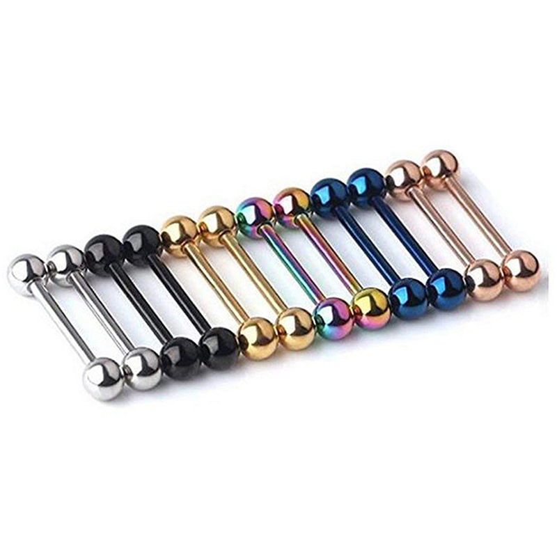 European and American cross-border dumbbell titanium steel tongue nails stainless steel ear bone nails ear piercing nose nails foreign trade piercing jewelry
